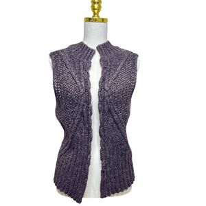 J. Jill Women’s Brown Cable Knit Cardigan Vest Open Front Sz M